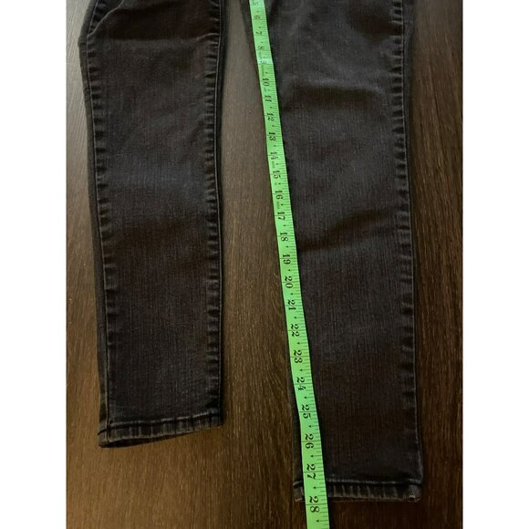 Frayed Jeans High Rise Skinny Button Fly Size 6/28 Black Denim - Picture 8 of 8